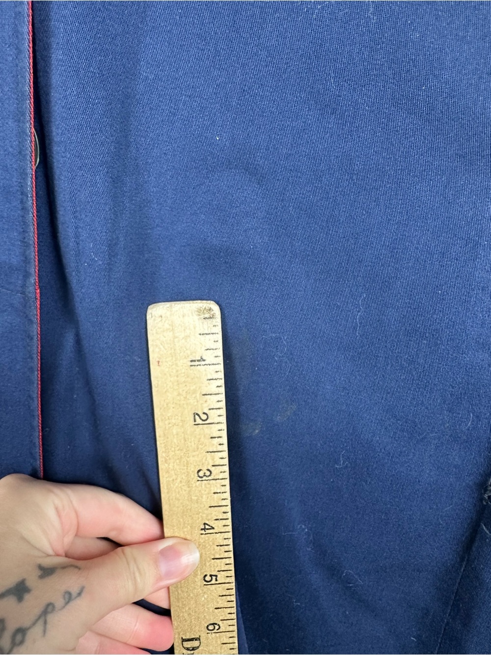 Vintage Aquascutum Aqua 5 Trench Coat Navy Blue Red Collar Made in Canada flaw - Picture 7 of 10